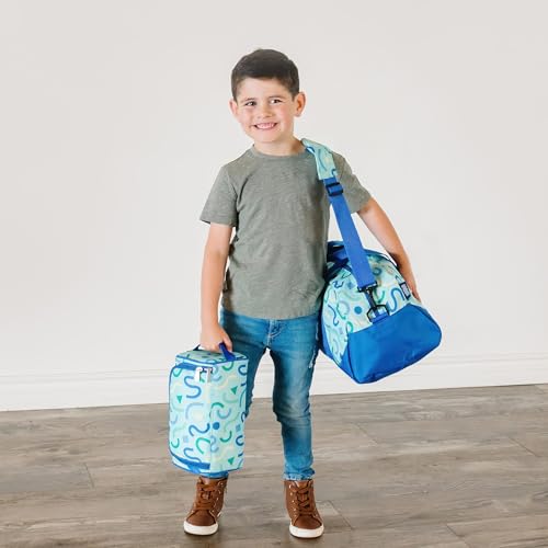 Wildkin Kids Overnighter Duffel Bag – Carry-On Size, Ideal for School & Sleepovers – Confetti Blue - color: Confetti Blue
