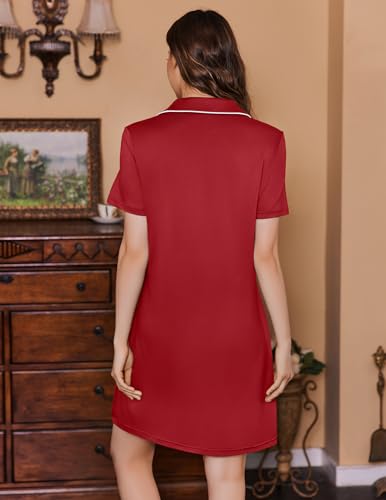 Labor and Delivery Gown Birthing Maternity Pajamas Nightgown Nursing Dress - color: Wine Red, size: Medium
