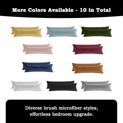 Set of 2 Brushed Microfiber Pillowcases 20x54 inch Black - color: Black, size: Body