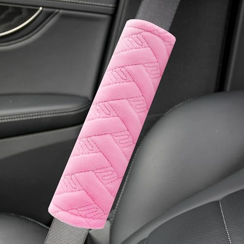 Amooca 2-Pack Braid Pattern Seat Belt Covers Shoulder Pads for Car & Bag - color: Pink