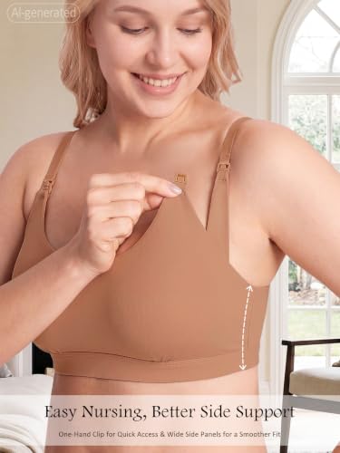 Nursing Bra for Breastfeeding Seamless Wireless Maternity Bra - color: Coffee, size: Medium