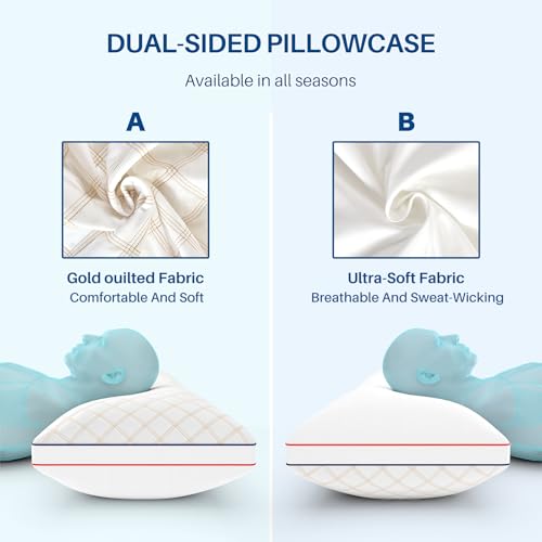 YZ HOME Long Body Pillow for Adults - Insert with Shredded Blue Memory Foam - color: White