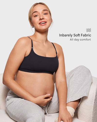 INLYRIC Women's Inbarely Soft Nursing Bras Unlined Bralettes Maternity Bra for Breastfeeding Unpadded Comfy Sleep Seamless - color: Black, size: Large