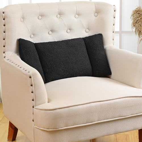 Queekay Fleece Lumbar Support Pillow 3 Section for Office Chair, Black - color: Black