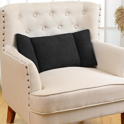 Queekay Fleece Lumbar Support Pillow 3 Section for Office Chair, Black - color: Black