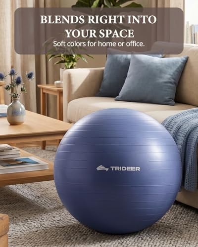 Trideer Yoga Ball for Exercise, Pregnancy, Active Sitting, 55/65/75cm - color: Midnight Blue, size: L(23-26ines/58-65cm)