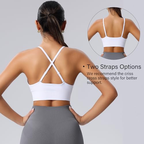 Women's V Neck Sports Bras, Adjustable Seamless Wireless Padded Bralettes - color: Black White Brown 3 Pack, size: Large