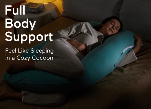 Momcozy Pregnancy Pillow for Sleeping - U Shaped Full Body Maternity Pillow - color: Tiffany Blue