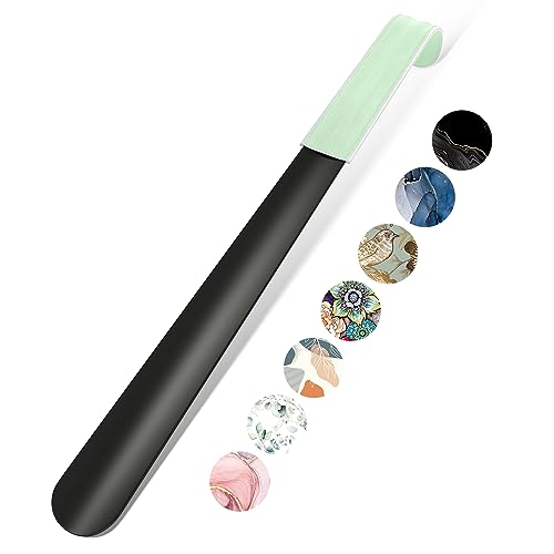 16.5 Inch Long Handle Shoe Horn for Seniors Men Women Kids, Metal Shoe Horns for Boots - color: Green