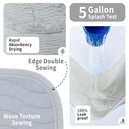 Accompagner Incontinence Bed Pads Washable Waterproof Underpads 36"x54" 2pc - color: Pearl Gray, size: 36"x54" (2 Pack)