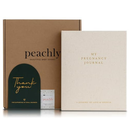 Peachly Pregnancy Journal for First Time Moms - Linen Memory Book - color: Beige