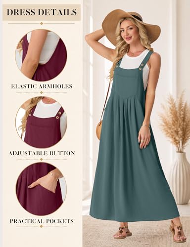Lepunuo Summer Dresses Women Bib Overall Dresses Adjustable Beach - color: A - Jasper, size: Small