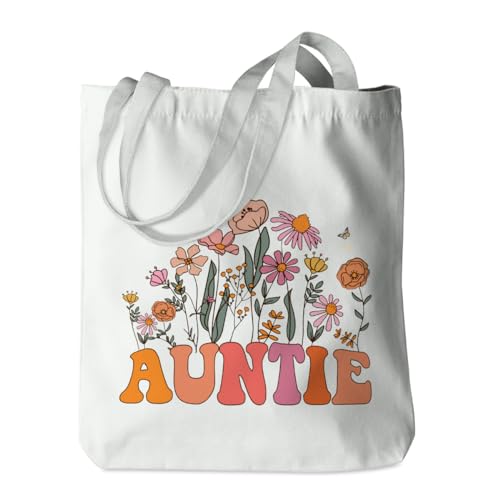 Grandma Gifts Tote Bag Birthday Mothers Day Retirement Gifts for Women Mama Nana Mimi Shoulder Bag Reusable Grocery Bags - color: Auntie