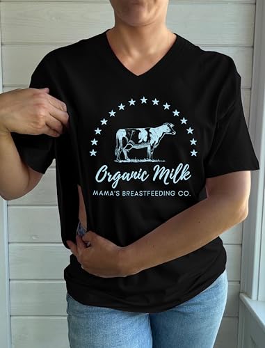 Nursing Shirts for Breastfeeding Women Zipper Maternity Graphic Tee - color: Black, size: Medium
