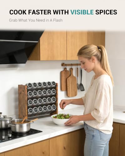 Spice Rack Organizer for Cabinet, Seasoning Organizer, No Jars Included - size: Holds 24 Jars, 12.2"W × 10.3"H