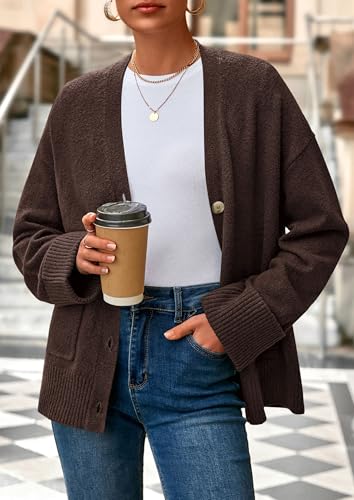 PRETTYGARDEN Women's Winter Oversized Cardigan Sweaters - color: Brown, size: XX-Large