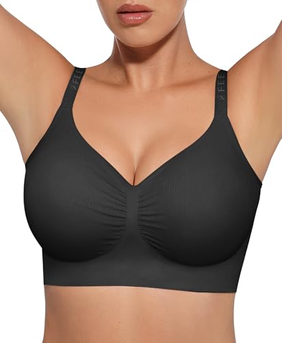 FeelinGirl Bras for Women Comfy Seamless Wireless Bralettes - color: Black, size: Medium