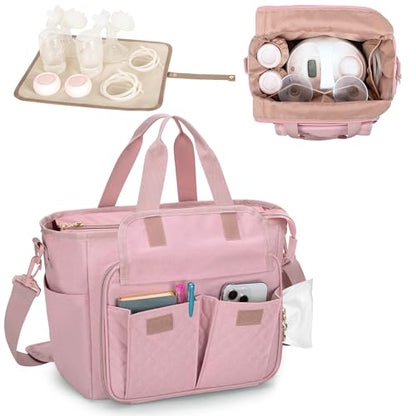 LUXJA Breast Pump Bag Compatible with Spectra S1 and S2, Pink - color: Pink
