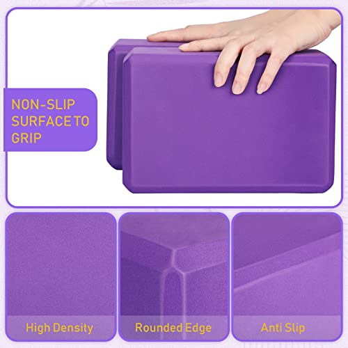 Wettarn 6 Pack EVA Yoga Blocks Bulk, Non Slip Pilates Brick - color: Purple
