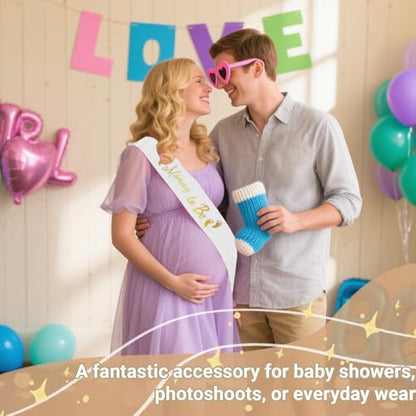 Mommy to Be Sash, White Sash Baby Shower Sashes - color: White