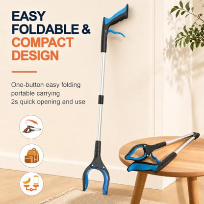 20 Pack 32" Trash Grabber Reacher Tools, Upgraded Strong Foldable Commercial Grabber Pickup Tool, Heavy Duty Cleaning up Gripper, 4" Wide Claw | 360° Rotation | Magnet, for Senior Home Outdoor - color: 32"blue-20pack