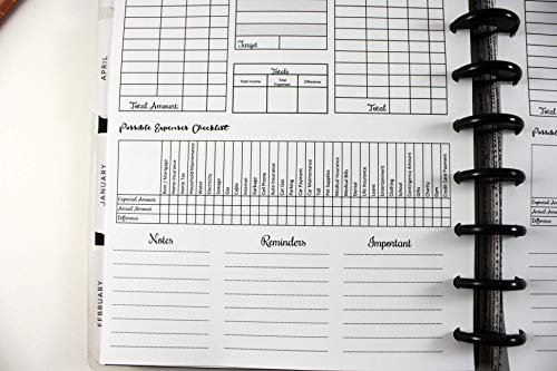 Monthly Budget at a Glance Inserts for 9-Disc Planner, Bill Pay & Expense Tracker, Budget Organization Refill