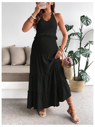 OYOANGLE Women's Maternity 2 Piece Skirt Set Outfits - color: Black, size: Small