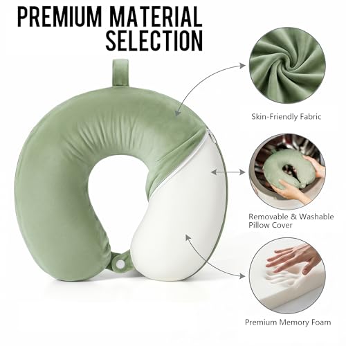 Travel Neck Pillow for Airplane with Pure Memory Foam(Teal) - color: Teal