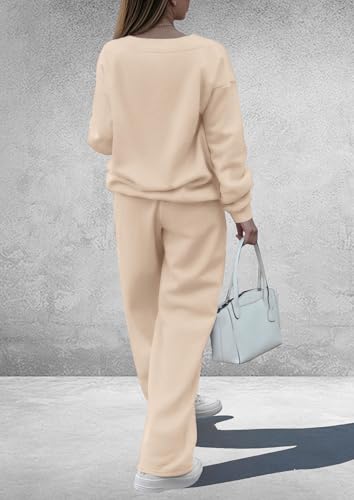 PRETTYGARDEN Womens 2 Piece Outfits Fall Sweatsuits - color: Beige, size: Medium