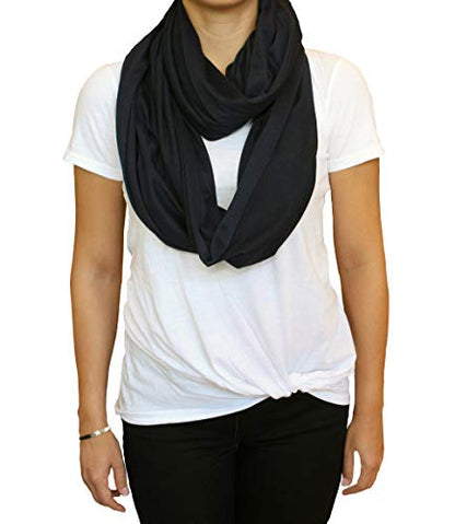 Nursing Cover Up Scarves for Breastfeeding Privacy Multi Use Infinity - color: Solid Black