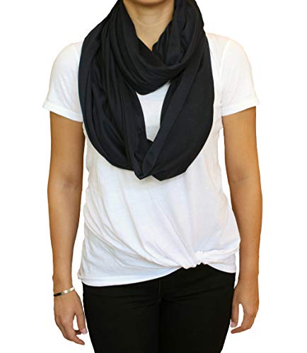 Nursing Scarves Breastfeeding Privacy Cover Infinity Scarf, Heather Grey - color: Solid Black