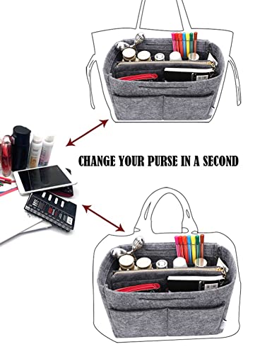 LEXSION Felt Purse Organizer Insert, Tote Bag Shaper Dividers with 5 Sizes - color: Grey, size: Large