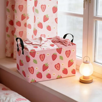 Rectangular Collapsible Storage Basket Toy Organizer Flower Strawberry - color: Rec Flower Strawberry
