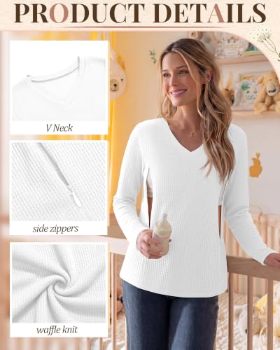 Locoowai 4 Pack Women's Nursing Shirts for Breastfeeding Tops - color: White, Gray, Dark Gray, Black, size: Medium