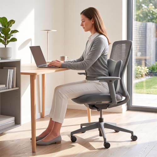 Lumbar Support Pillow, Ergonomic Memory Foam Back Cushion for Car Office Chair Gaming Chair, Washable Cool-Touch Cover for Lower Back Support (Dark Grey) - color: Dark Grey