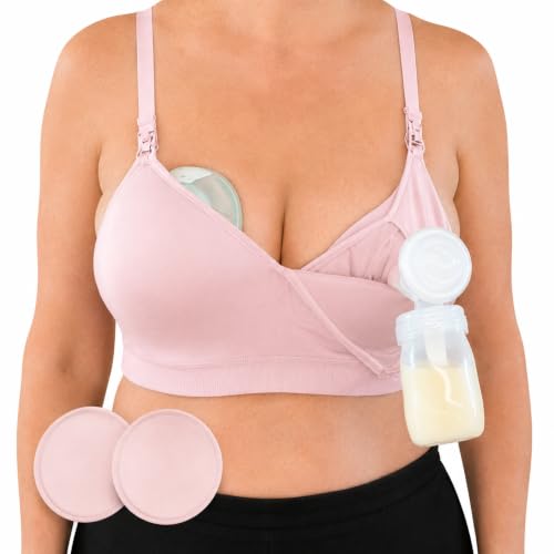 Simple Wishes Pumping Bra Hands Free, Nursing Bra for Breastfeeding - color: Ballet Slipper, size: Medium