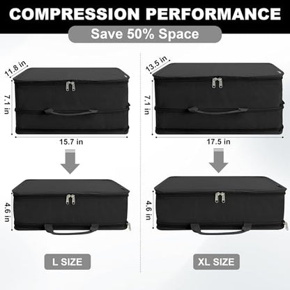Compression Packing Cubes Travel Packing Suitcase Organizer Bags, Black - color: Black, size: Large