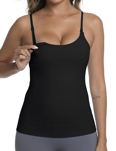 Nursing Tank Top Breastfeeding U Neck Maternity Tops - color: Black, size: Small