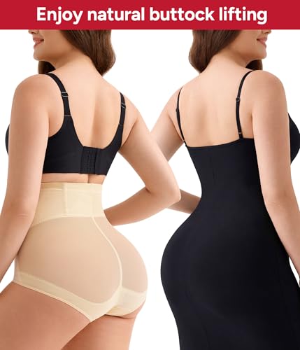 Nebility Womens' Tummy Control High Waist Trainer Body Shaper - color: Black/Beige - 2pk, size: XX-Large