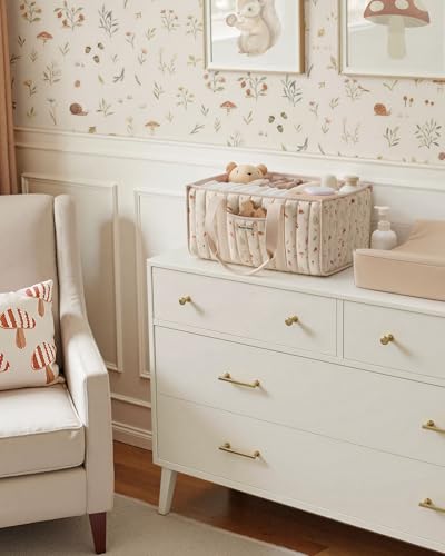 Blissful Diary Diaper Caddy Organizer, Storage Basket, Woodland Cream - color: Woodland Cream