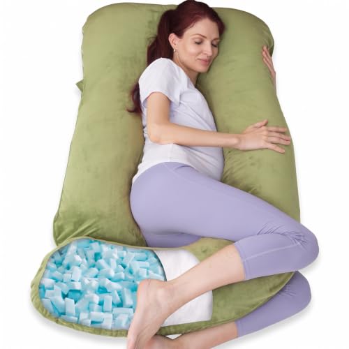 60 Inch Pregnancy Pillow for Sleeping (Green- Memory Foam) - color: Green- Memory Foam
