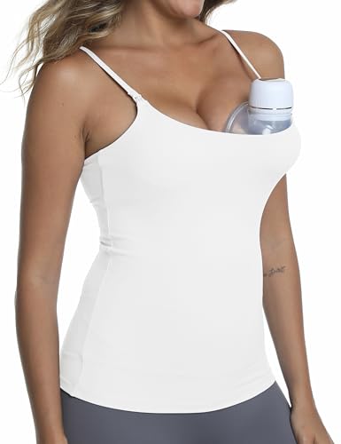 Nursing Tank Top Breastfeeding U Neck Maternity Tops - color: White, size: Large