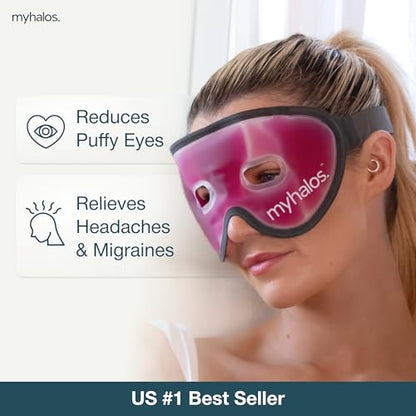 MyHalos Cooling Gel Eye Mask, Cold Ice Pack for Puffy Eyes & Dark Circles - color: Pink - 1 Pack
