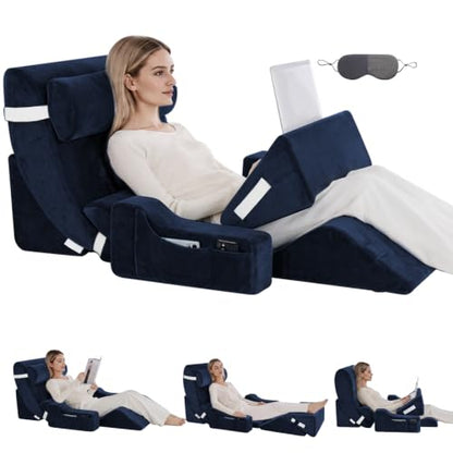 Wedge Pillow Set for After Surgery,Navy,9PCS-23.2" - color: Navy, size: 9PCS-23.2''
