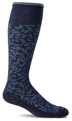 Sockwell Women's Damask Moderate Graduated Compression Socks - color: Navy, size: Medium-Large