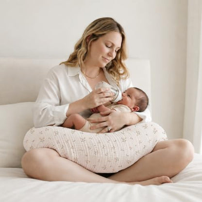 MairMore 2 Pack Muslin Baby Nursing Pillow Covers - color: Pink Blossom