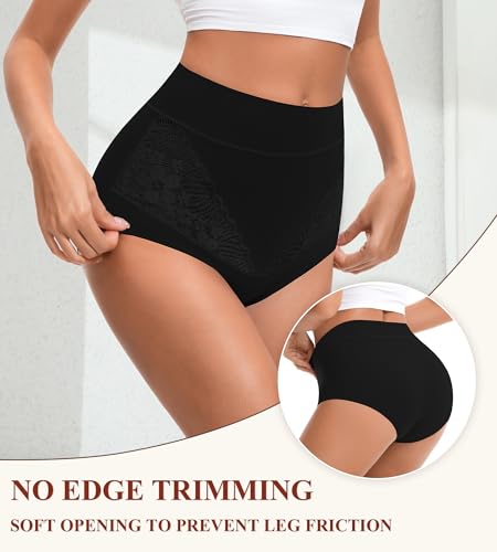 Womens Cotton High Waisted Underwear Comfort Panties 5 Pack Briefs - color: Black-01-5 Pack-c, size: Medium