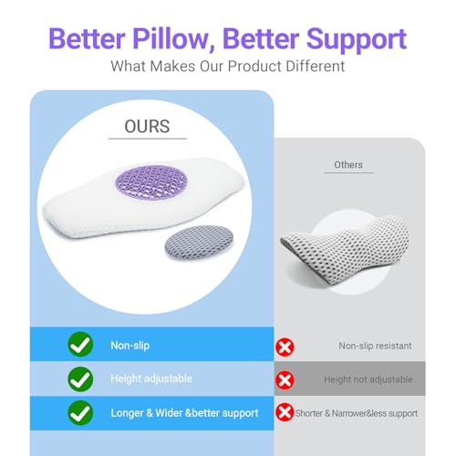 Lumbar Support Pillow for Sleeping, Memory Foam Lower Back Pillow with Adjustable Height Pad, Removable Washable Cover, Ergonomic Lumbar Cushion for Bed, Couch, Gift Box