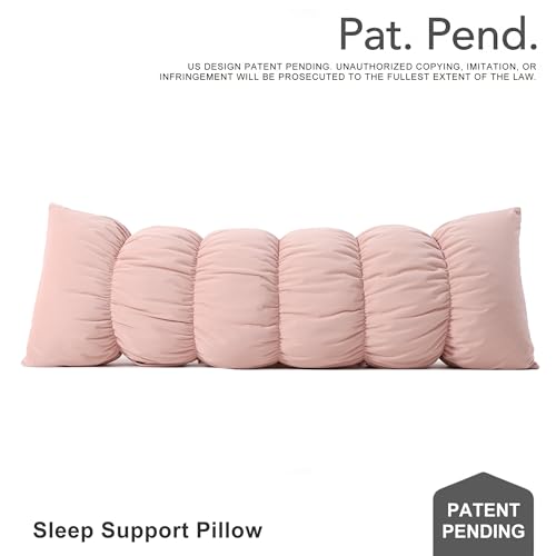 Pat. Pend. Segmented Body Pillow for Side Sleepers, 47 Inch, Pink - color: Pink, size: 47"*15.7"