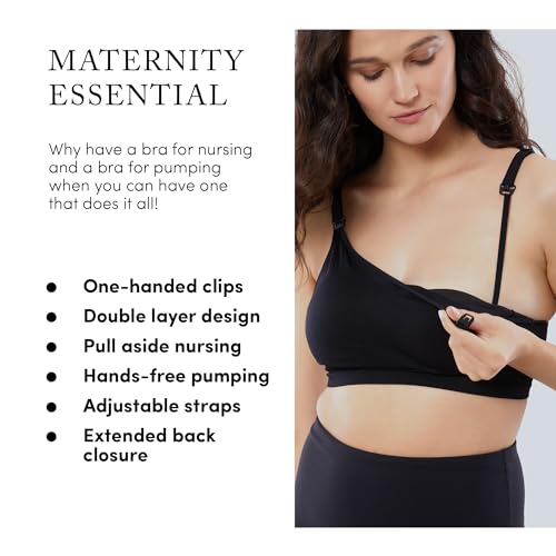 Ingrid & Isabel Basics Nursing & Pumping Bra - color: Black, size: X-Large
